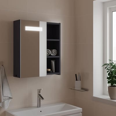 vidaXL - Badkamerkast - met - spiegel - en - LED - 45x13x52 - cm - grijs
