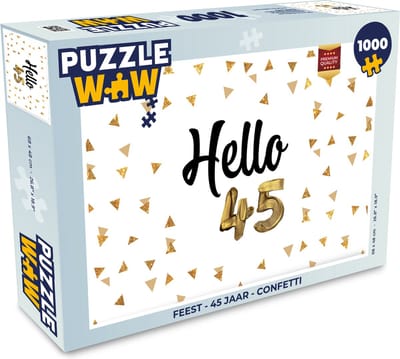 Puzzel Feest - 45 jaar - Confetti - Legpuzzel - Puzzel 1000 stukjes volwassenen