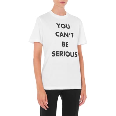 Moschino You Can't Be Serious Organic Jersey T-shirt White Maat: XXS | Tops Outlet | Dames | Wit