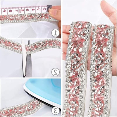 Sparkling Crystal Diamanten Wrap Roll voor Prom Jurken, Ceintuurs, Haarspelden en Kraagdecoratie - 1 Yard (Roze)