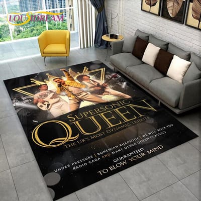 Freddie Mercury Queen-Rockband Vloerkleed, Tapijtkleed voor Woonkamer Slaapkamer Bank Deurmat Decoratie, Kinderspeel Antislip Vloermat 80*120cm