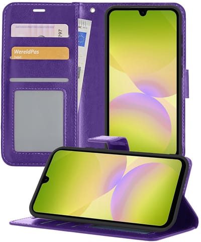 Hoesje - Met Pasjeshouder - Geschikt voor Samsung Galaxy A26 - Luxe Bookcase Portemonee - Flip Case - Kunstleer Book Case - Flipcase - Book Cover - Walletcase - Portemonneehoes - Telefoonhoesjes - Paars
