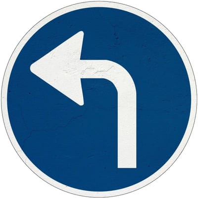 Verplichte rijrichting links bord - D5L | Sign Again materiaal | 30 cm