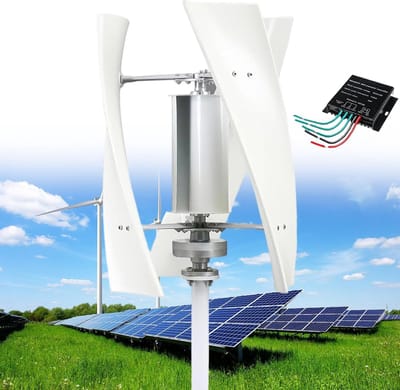 Verticale Windturbine - Energie Generator - Off-Grid Stroom - Gebogen Aerodynamische Bladen - 53cm Wiel Diameter - Wit