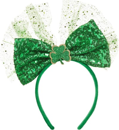 dressforfun - St. Patrick’s Day Hoofddeksel strik met pailletten - verkleedkleding kostuum halloween verkleden feestkleding carnavalskleding carnaval feestkledij partykleding - 302550