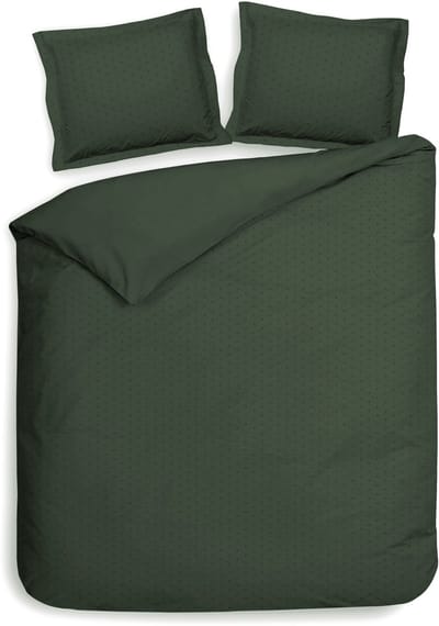 Heckettlane Dekbedovertrek Punto - Bedlinnen met Stippen - 200x200-220 cm - Tweepersoons - Groen - Dekbedovertrek van 100% Katoen-Satijn