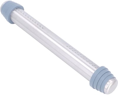 Dailygoods- Deegroller Roestvrij Staal - Antislip Siliconen Ringen - Keukenroller - Bakgereedschap - 42x5,5cm - Lichtgewicht 425g