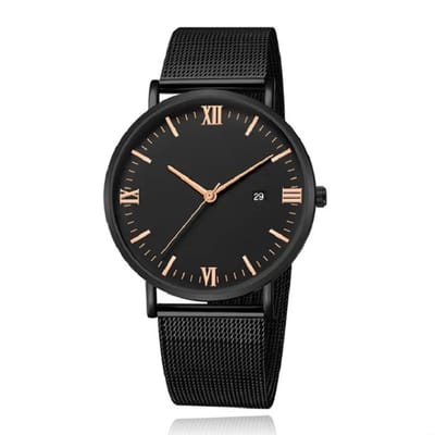 LGT JWLS Herenhorloge met Zwarte Mesh Band - Rose Goud Uuraanduiding