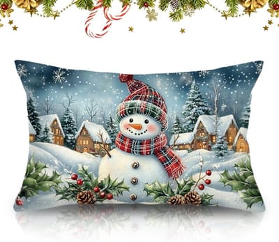 Kerstkussenhoes 30 x 50 cm - Rechthoekige linnen kussenhoes voor winterdecoratie in woonkamer, sfeervolle bankaccessoires en stijlvolle interieurdecoratie