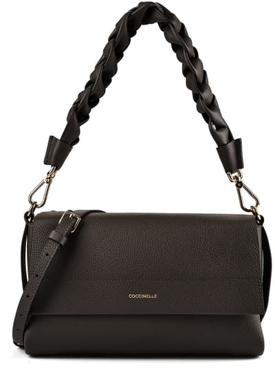 COCCINELLE Leren schoudertas Boheme Grana Double Shoulder Bag Fango / Honey donkergroen