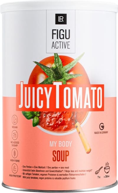 LR figuactive tomaten soep, juicy tomato soep bodymission, afslank