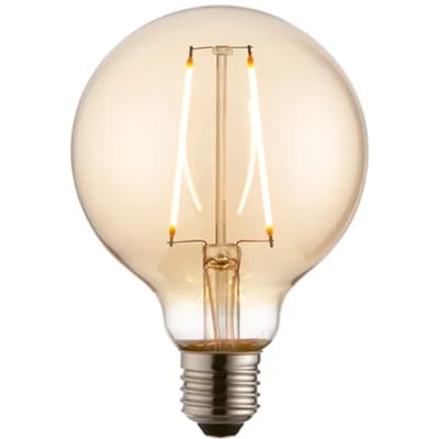 Brilliant Ledfilamentlamp Globe - Amber - D9,5cm - Warm Wit - E27 - 2w