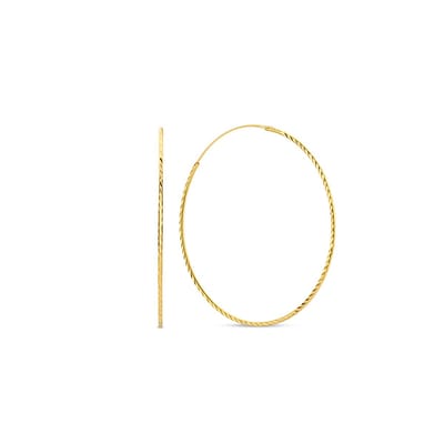 New Bling 9NB-1014 Zilveren Oorringen - Dames - Gediamanteerd - 25 mm Doorsnee - 1,36 mm Dikte - Zilver - Gold Plated (Verguld/Goud op Zilver)