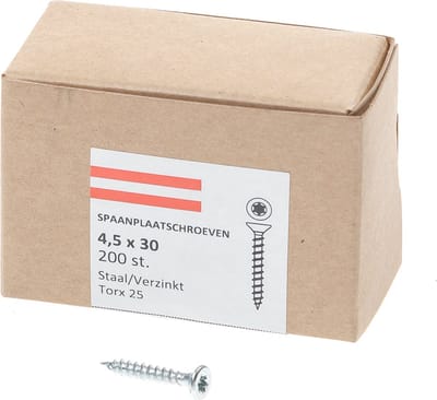 Hoenderdaal Spaanplaatschroef verzinkt platverzonken kop TX-25 4.5X30 (per 200 stuks)