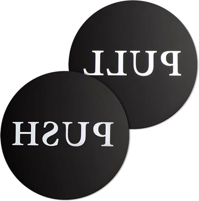 Round Push & Pull Acrylic Signs, Duo Pack 4 Inch Push & Pull Door Signs Stickers, Durable Door Sign with Adhesive Sticker for Schools, Hotels and Offices