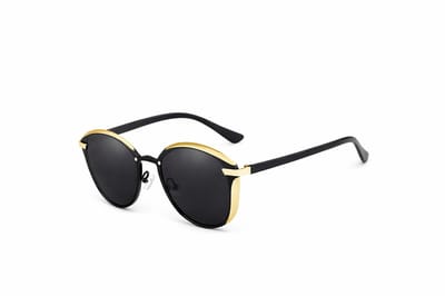 kingseven Cat Eye - Dames zonnebril met UV400 en polarisatie filter | Cateye | Goud Zwart montuur