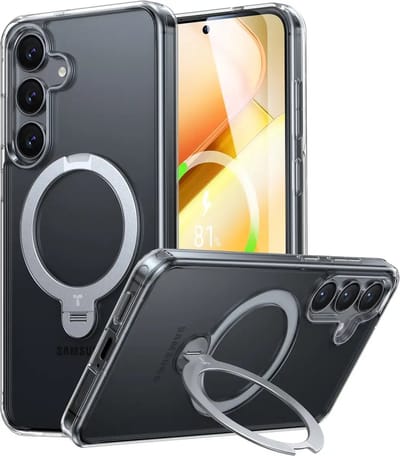 TORRAS Geschikt voor Samsung Galaxy S25 Plus - Ostand Spin Magnetic - Back Cover Hoesje 360° Stand Clear