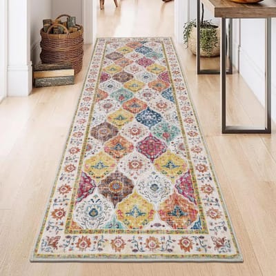 Famanu – Lopers - vloerkleden voor hal - 60 x 180 cm antislip tapijtloper voor hal of keuken - machinewasbaar vloertapijt - loper - zacht - vintage vloerkleed voor entree - slaapkamer - wasruimte - keuken