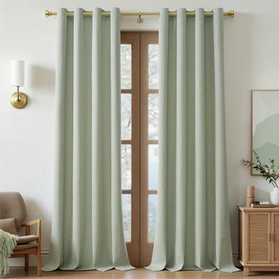 Verduisterende Gordijnen - Linnenlook Gordijnen - Slaapkamer Verduisteren - 100% Lichtdicht - 140x260 cm (2 stuks) - Saliegroen