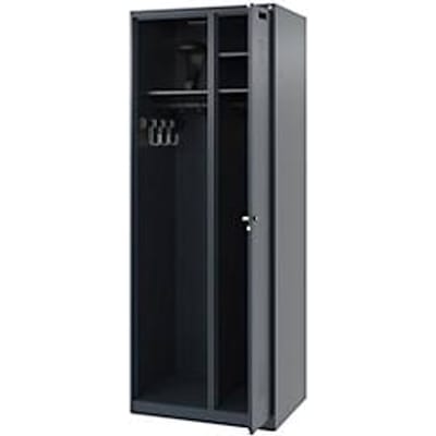 Brandweerkluis C+P Evolo Kombi, 2 vakken voor 1 persoon, met helmhouder, vloerglijders, B 700 x D 500 x H 1850 mm, RAL 7016 antracietgrijs