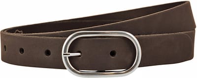 Landley Leren Dames Riem met Ovale Gesp - Echt Leer - Bruin - Lengte totaal 100 cm / Riemmaat 85
