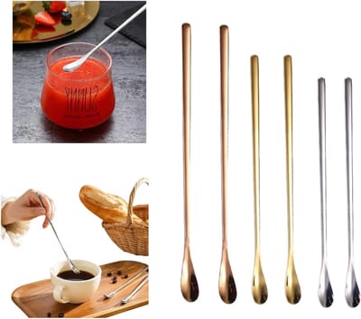 Set van 6 RVS Koffielepels, Theelepels, Mocha Lepels en Dessertlepels voor Perfecte Serveerervaring, 19-26 cm