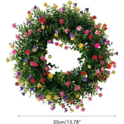 Kleurrijk Lente Zomer Krans Boerderij Kleurrijk Huisje Krans Kunstbloemen Krans Decoratie voor Voordeur Muur Type 1
