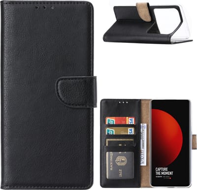 Hoesje Geschikt voor Xiaomi Mi 12S Ultra Hoesje met Pasjeshouder Zwart - Hoesje Geschikt voor Xiaomi Mi 12S Ultra hoesje Luxe Booktype Portemonnee case