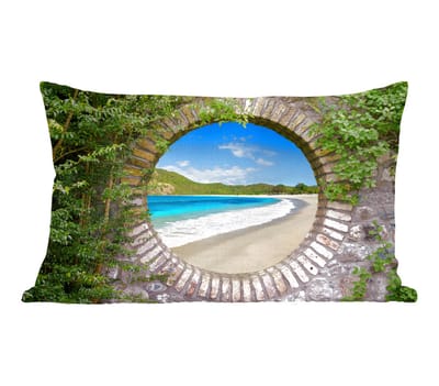 Sierkussens - Kussentjes Woonkamer - 50x30 cm - Strand - Zee - Doorkijk