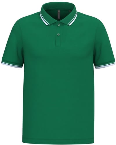 Kariban Gestreepte herenpolo korte mouwen K272 - Kelly Green / White - 3XL
