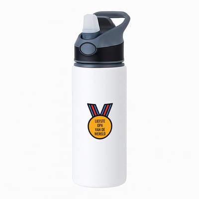 Hacebo® - liefste opa van de wereld waterfles met rietje zwart - Opa - de liefste opa - verjaardagscadeau - verjaardag - cadeau - cadeautje voor opa - opa artikelen - kado - geschenk - gift - water fles - 650ML