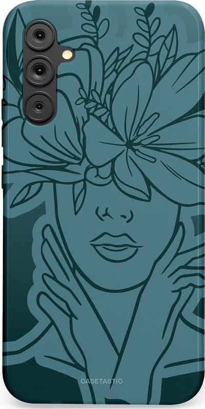 Casetastic hoesje geschikt voor Samsung Galaxy A34 (2023) 5G - Dubbellaagse bescherming - Flora Femme - Fashion Case - Petrol Donkergrijs Grijs