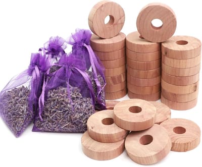 Set van 30 Cederhouten Ringen voor Lavendelzakken - Natuurlijke Mottenbeschermer, Geurverfrisser en Chemievrij Product voor Kasten en Wasruimtes