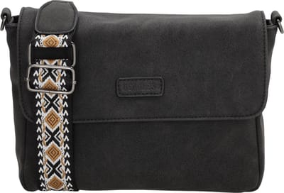 Beagles Malaga Schoudertas Dames - Handtas met telefoonvak - Tas van Imitatieleder met ritssluiting - Zwart