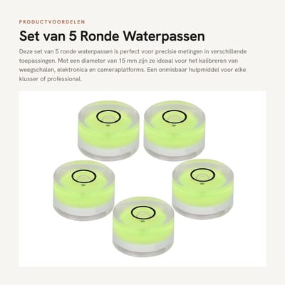 Dailygoods - Set van 5 Ronde Waterpassen voor Precisie Metingen
