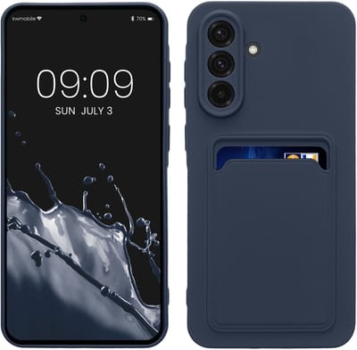kwmobile telefoonhoesje geschikt voor Samsung Galaxy A56 5G - Hoesje met pasjeshouder - TPU case in donkerblauw