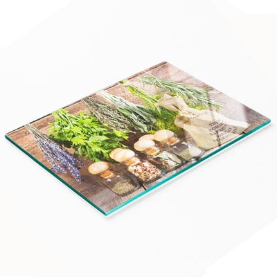 Multifunctionele decoratieve glazen snijplank voor de keuken, geschikt voor kruiden, 80x52 cm