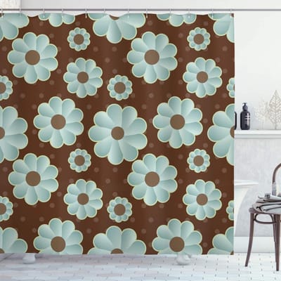ABAKUHAUS Douchgordijn Retro Flora – 175x200 cm – Polyester – Waterafstotend