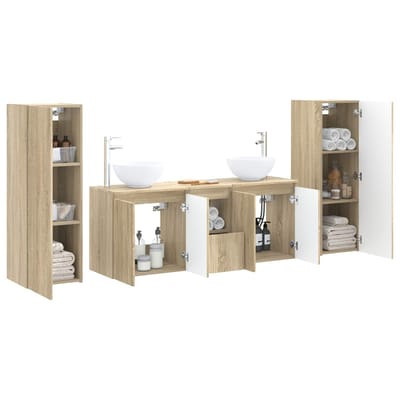 vidaXL - Badkamermeubel - Set - 5 - st - Sonoma - Eiken - 33 - x - 34,5 - x - 100 - cm