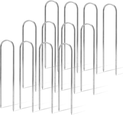 12x Sterke U-Haringen 30 cm - Gegalvaniseerd Staal voor Tent, Trampoline en Grondverankering