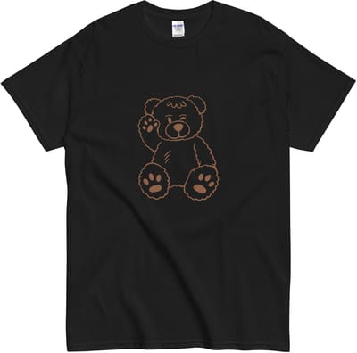 Zwart T Shirt - Originele Beer Print - Dames en Heren - Korte Mouw - Zwart - S