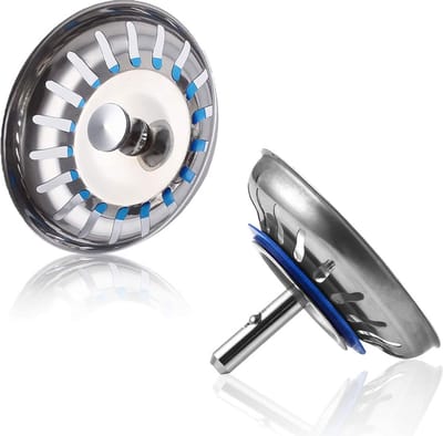 Gootsteen Afvoer Plug Voor De Keuken 80 Mm - 2 Stuks Korfplug - Gootsteen Zeef Afvoerstop Voor De Keuken - Rvs - Universeel - Afvoerstop - Gootsteen Zeven - Spoelbak Zeef - Gootsteen Plug - Zeef - Ontstopper - Wasbak - Geen Verstopping