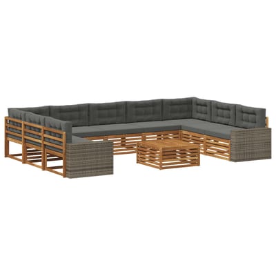 vidaXL - Buiten - bank - set - 10 - st - Natuurlijk - en - Antraciet