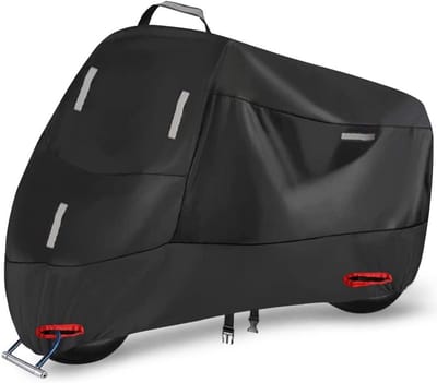 Waterdichte motorhoes voor buitengebruik, bescherming tegen regen, UV-straling en stof met reflecterende strips en slotgaten, geschikt voor scooters en mopeds (M: 200 x 90 x 100cm)
