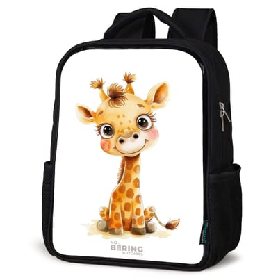 NoBoringSuitcases.com® - Rugzak zwart - Schooltas jongen & meisje - Baby giraffe - Rugtas voor school - Boekentas kind - Schoolrugzak - Kinderrugzak