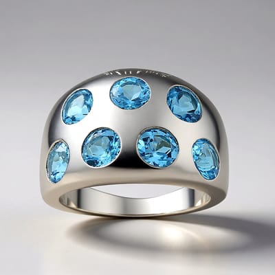 Cavill - Zilveren ring 925 Sterling Zilver - Marambaia Blauwe Topaas 3,654 Karaat - Moderne elegante ring dames - Rond Geslepen Edelstenen