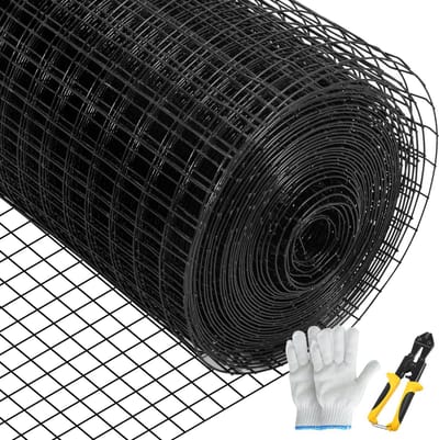 Hardware Mesh, Maaswijdte 48" X 50' & 1" X 1" van Gegalvaniseerd Staal met Vinylcoating, Keukengaas van 16 Gauge, Inclusief Een Schaar en Een Paar Textielhandschoenen