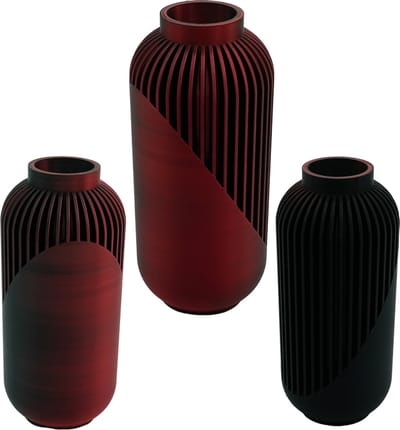 Orion moderne vaas – Decoratieve vaas - Zwart / Rood - 3d geprinte vaas – geschikt voor droogbloemen - 20CM