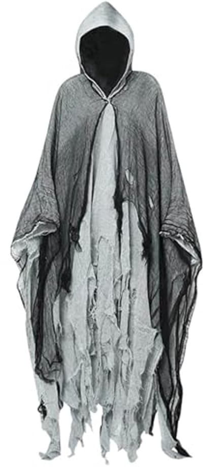 Halloween spookkostuum voor volwassenen, griezelige Halloween-cape met capuchon, geest, outfit, geestkostuum, Halloween-kostuum voor heren, dames, vrouwen, partner