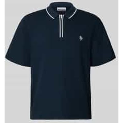 regular fit poloshirt met ritssluiting en labelstitching